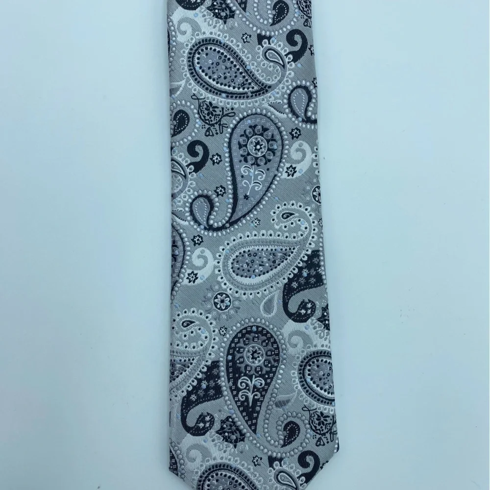 Bergamo Men’s Tie Gray‎ Silver & Paisley